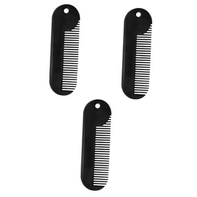 Mikinona 3pcs Zinc Alloy Beard Comb Portable Mini Styling Tool for Men and Rustproof Hair Accessory for Neckline Cheek Line and Line Black