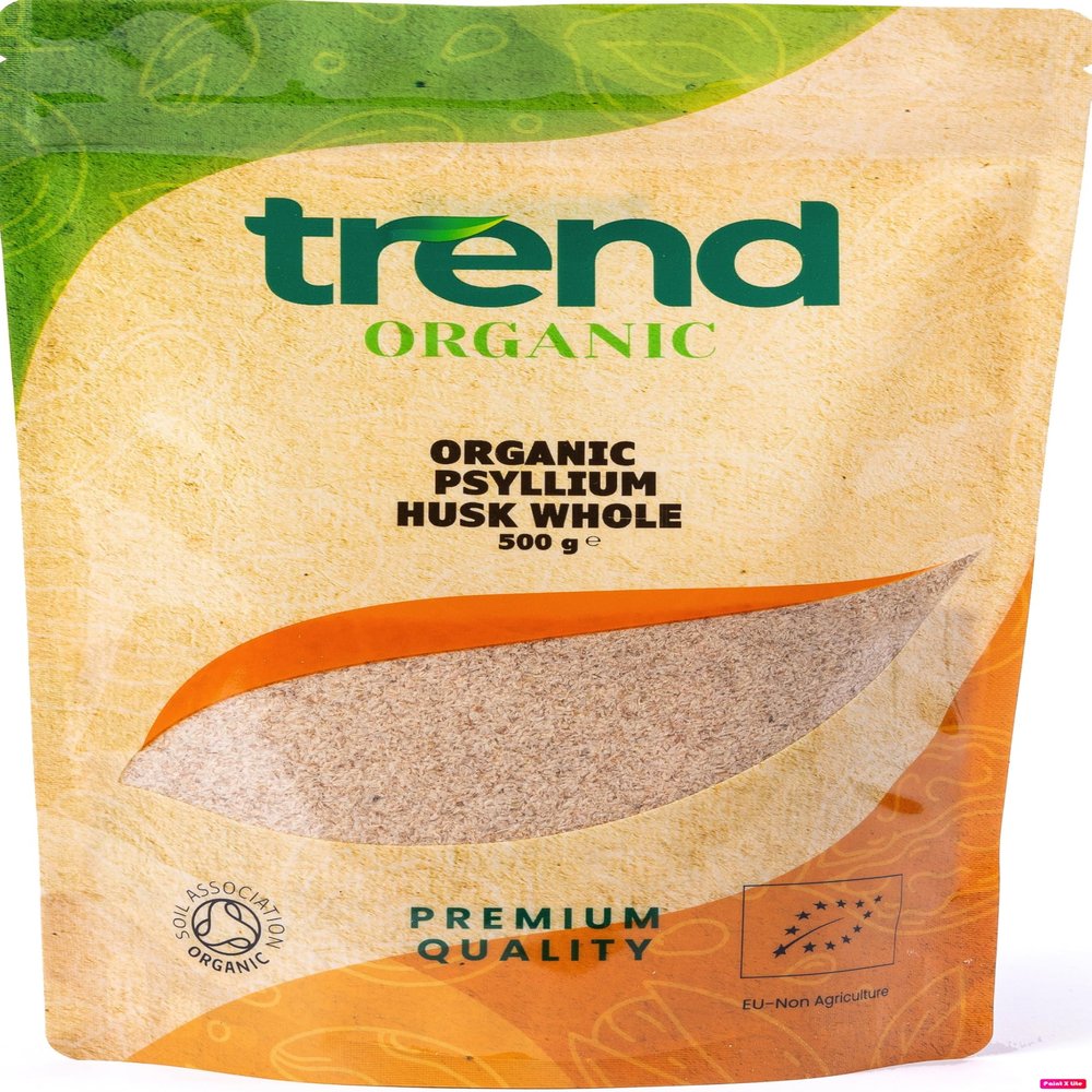 Trend Organic Psyllium Husk Whole, 500g - Soluble Fibre Rich Superfood, Ideal for Baking and Cooking, Certified Organic, Vegan, Non-GMO, No Additives or Preservatives, |Raw, | Resealable Bag