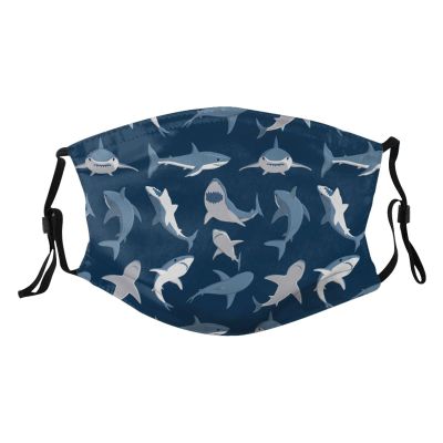 Reusable Cloth Face Mask,Blue Sharks Silhouette Adult Washable Face Cover With Adjustable Earloops Nose Wire