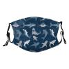 Reusable Cloth Face Mask,Blue Sharks Silhouette Adult Washable Face Cover With Adjustable Earloops Nose Wire view 1
