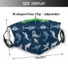Reusable Cloth Face Mask,Blue Sharks Silhouette Adult Washable Face Cover With Adjustable Earloops Nose Wire view 2