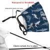 Reusable Cloth Face Mask,Blue Sharks Silhouette Adult Washable Face Cover With Adjustable Earloops Nose Wire view 3