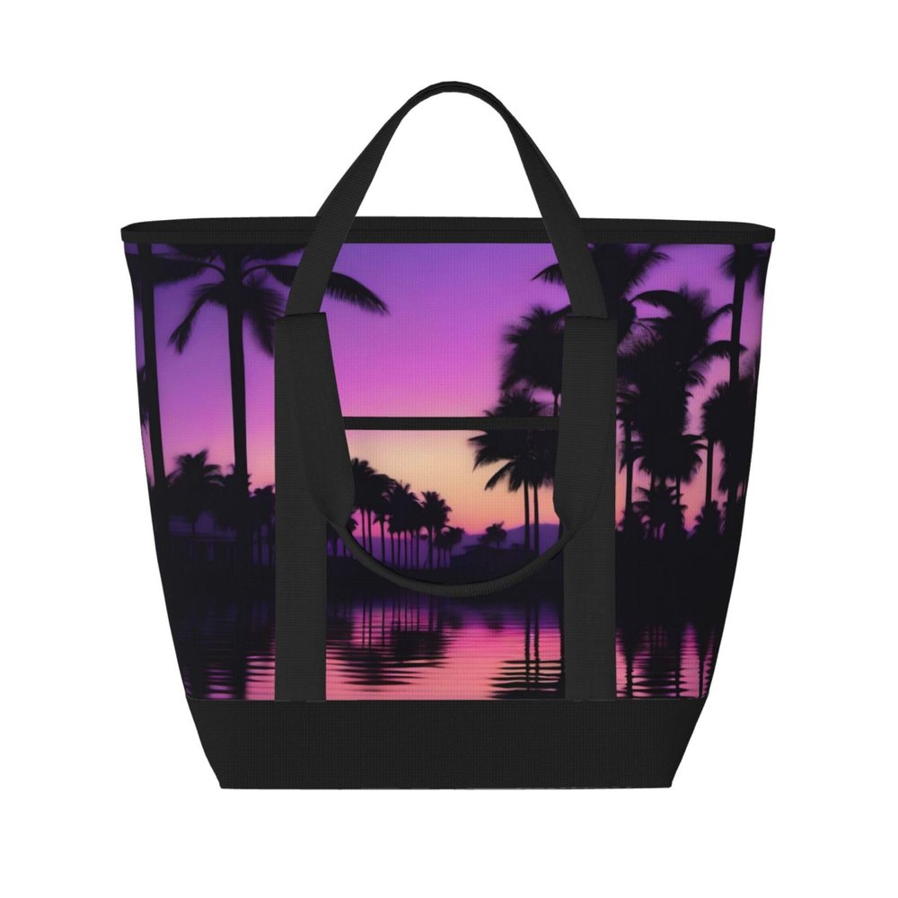 Purple Palm Grove Cooler Bag Grocery Bags Large Freezer Thermal Food Delivery Bag to Keep Frozen Food Cold and Hot Food