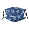 Reusable Cloth Face Mask,Blue Seashells Adult Washable Face Cover With Adjustable Earloops Nose Wire view 1