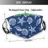 Reusable Cloth Face Mask,Blue Seashells Adult Washable Face Cover With Adjustable Earloops Nose Wire view 2