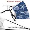 Reusable Cloth Face Mask,Blue Seashells Adult Washable Face Cover With Adjustable Earloops Nose Wire view 3