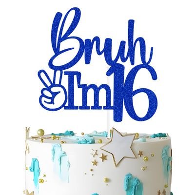 Bruh I'm 16 Cake Topper, Bro I'm 16/Cheers to 16 Years, 16th Birthday Dcor, Happy 16th Birthday Party Decorations