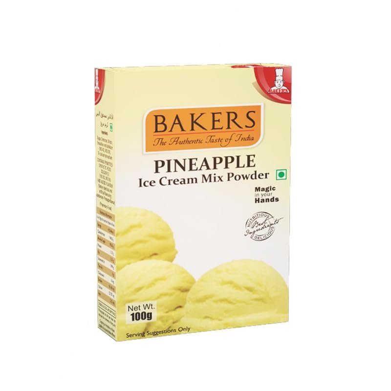 BAKERS Classic & Delightful Pineapple Ice Cream Powder, Easy to Make No Sugar Needed Perfect Dessert Mix - 100g (Pack Of 1)