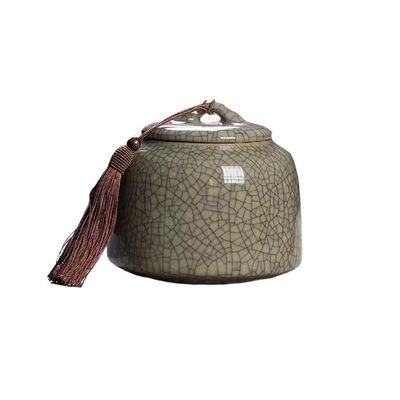 YAMEQGCE Container Chinese Retro Large Ceramic Tea Cans Household Sealed Cans Celadon Storage Cans Black Tea Cans Coffee Container