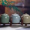 YAMEQGCE Container Chinese Retro Large Ceramic Tea Cans Household Sealed Cans Celadon Storage Cans Black Tea Cans Coffee Container view 3