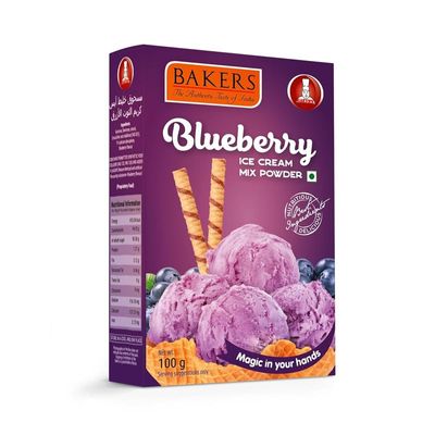 BAKERS Classic & Delightful Blueberry Ice Cream Powder, Easy to Make No Sugar Needed Perfect Dessert Mix - 100g (Pack Of 3)