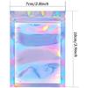 100 Pcs Mylar Foil Ziplock Bags, Resealable Smell Proof Holographic Colour Foil Bags, for Party Favours Food Storage view 2