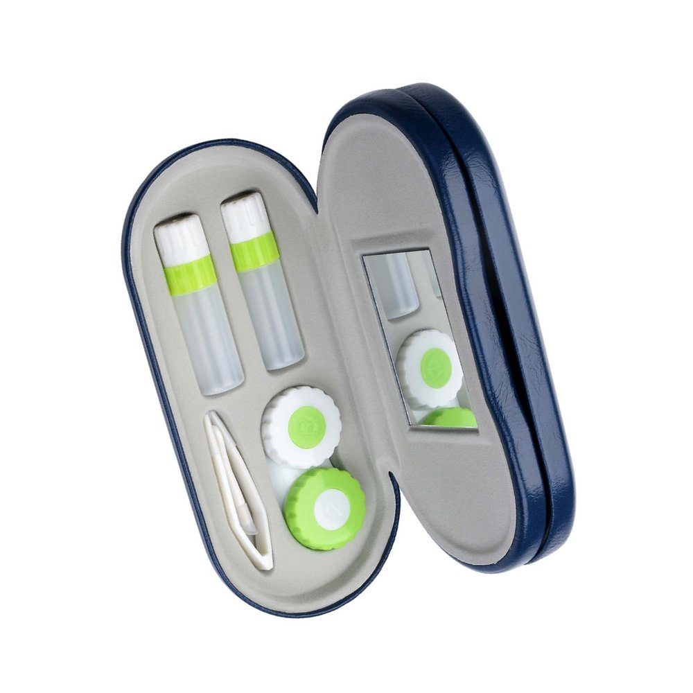 2 in 1 Glasses Case with Integrated Mirror El for Glasses and Contact Lenses with Spieg El Integrated Tweezers and Contact Lens Solution