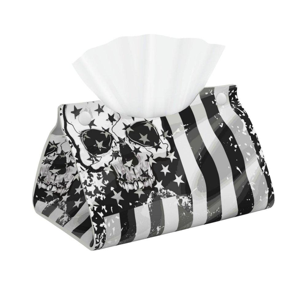 Skull Facial Tissue Holder Tissue Box Cover, Tissue Box Holder for Bathroom, Desks, Car, Vanity, Night Stands