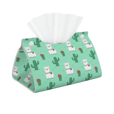 Alpaca Pattern Tissue Box Cover, Tissue Box Holder for Tabletop Desk, Decorative Box Covers, Accessories for Home Car Office