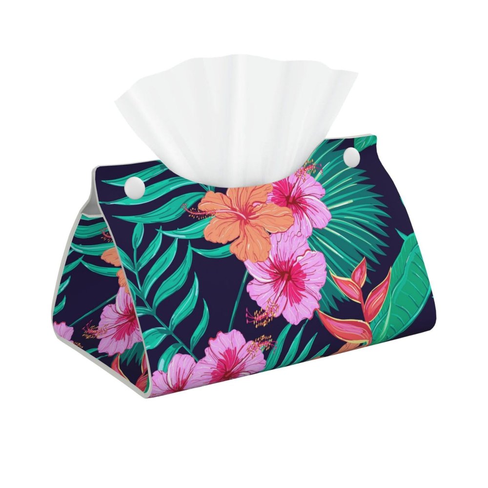 Beautiful Plants Floral Tissue Box Cover, Facial Tissue Holder, Decorative Napkin Dispenser Organizer for Car, Home, Office Accessories