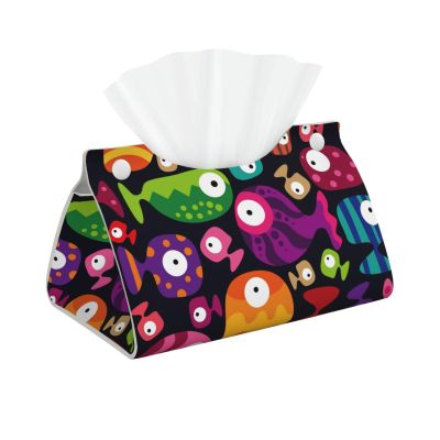 Tropical Fish Pattern Tissue Box Cover Tissue Box Holder for Living Room Kitchen Bathroom Toilet Table Desk Home Office Countertop Car