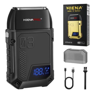 HIENA PRO Professional Foil Shaver for Men, Men's Double Electric Foil ShaversElectric Razor for Men BarberMens Shavers Electric Cordless Rechargeable with LED Display (Black)