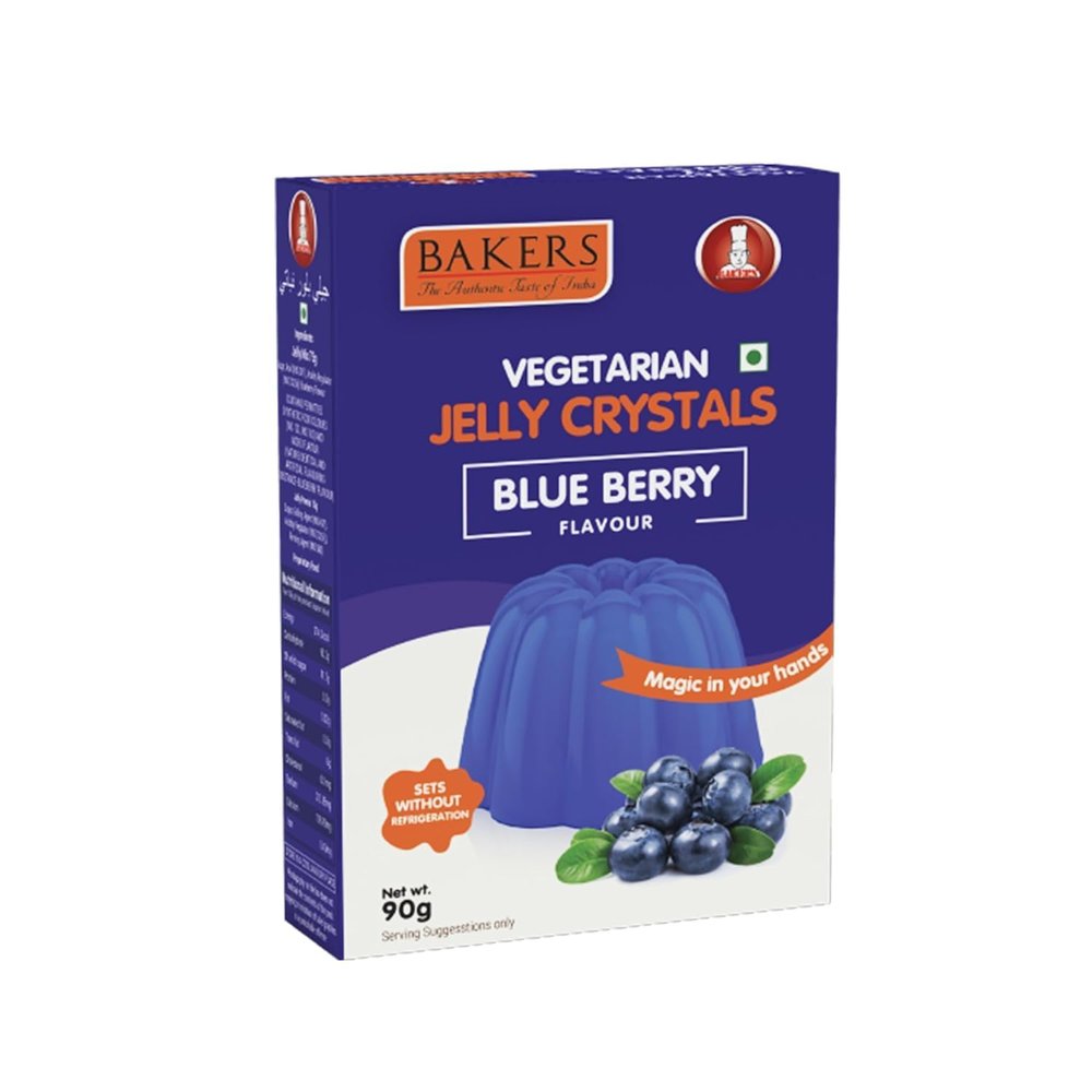 Bakers Blueberry Flavour Jelly Crystals, Tropical & Smooth Instant Premix Dessert - 100g (Pack Of 1)