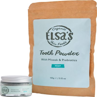 Elsas Organic Skin Foods - Natural Tooth Powder & Refill Pack - Removes Stains - Contains Xylitol - Activated Charcoal - Gentle Whitening