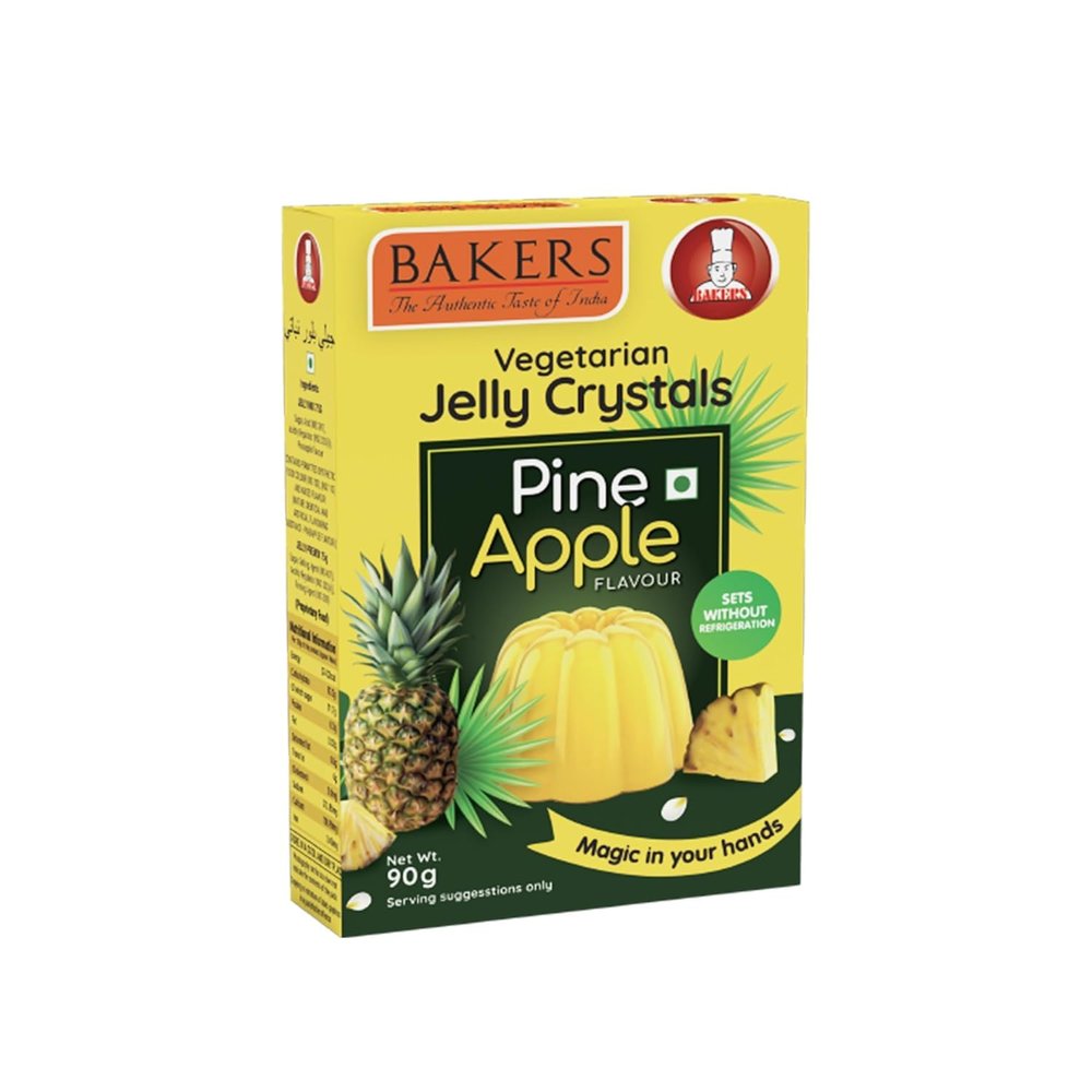 Bakers Pineapple Flavour Jelly Crystals, Tropical & Smooth Instant Premix Dessert - 100g (Pack Of 3)