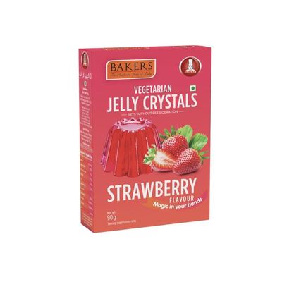 Bakers Strawberry Flavour Jelly Crystals, Tropical & Smooth Instant Premix Dessert - 100g (Pack Of 2)