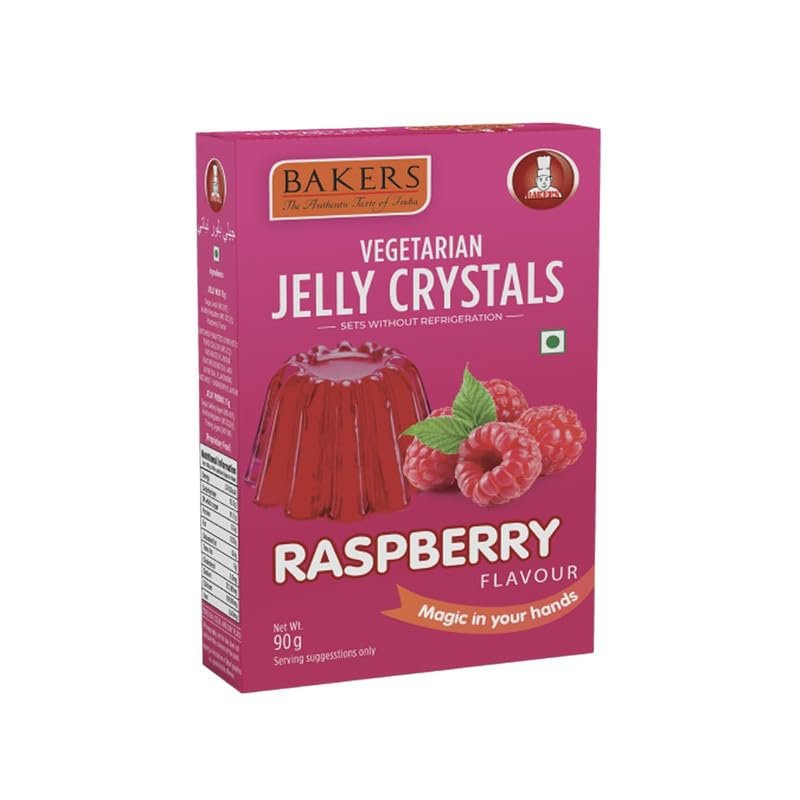 Bakers Raspberry Flavour Jelly Crystals, Tropical & Smooth Instant Premix Dessert - 100g (Pack Of 3)