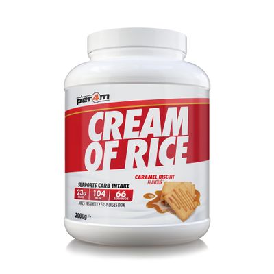 Per4m Protein Cream of Rice | Easy-to-Digest Complex Carbohydrate | Gluten-Free, Plant-Based Smooth Rice Porridge | Ideal Pre Post-Workout (2kg, Caramel Biscuit)