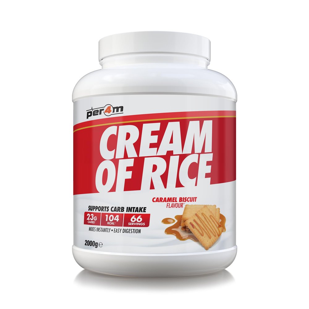 Per4m Protein Cream of Rice | Easy-to-Digest Complex Carbohydrate | Gluten-Free, Plant-Based Smooth Rice Porridge | Ideal Pre Post-Workout (2kg, Caramel Biscuit)
