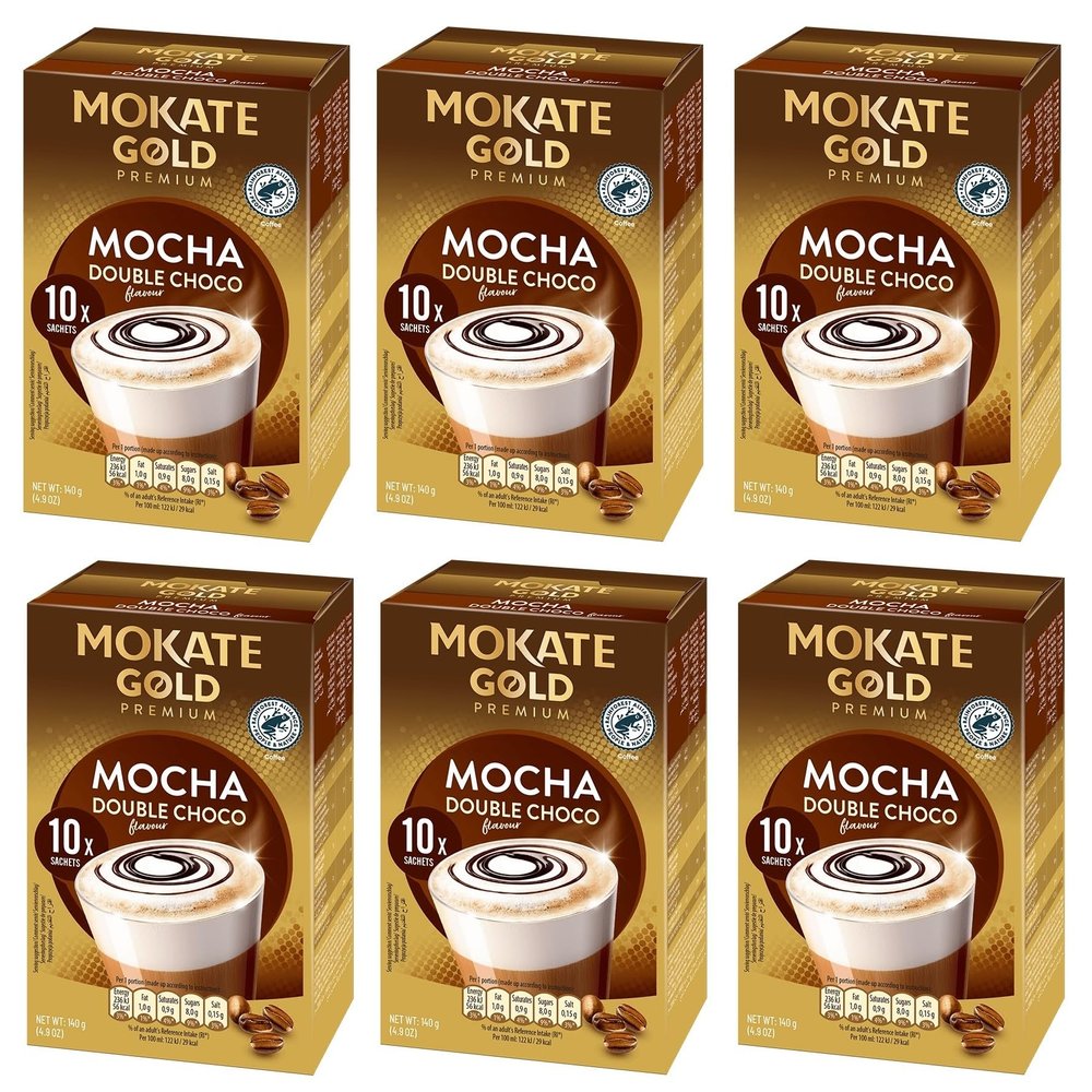 Mokate Gold Premium Mocha Double Chocolate Coffee Sachets x10 (Pack of 6, Total 60 Sachets)