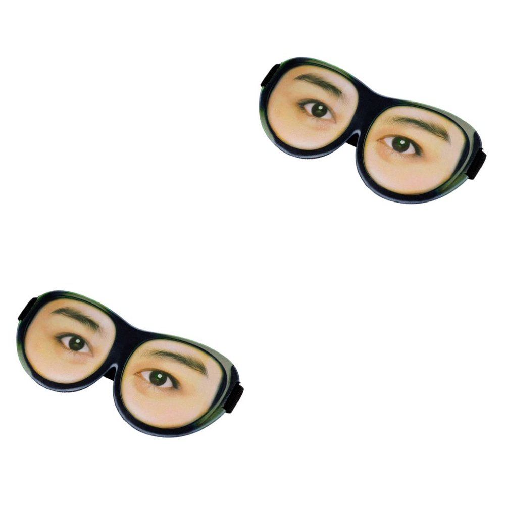 Hoement 2pcs Funny Glasses Eyeshade for Sleeping Spoof Stereoscopic Eye Mask for Trip Home Travel Eye Printing Design Sleeping Eyeshade