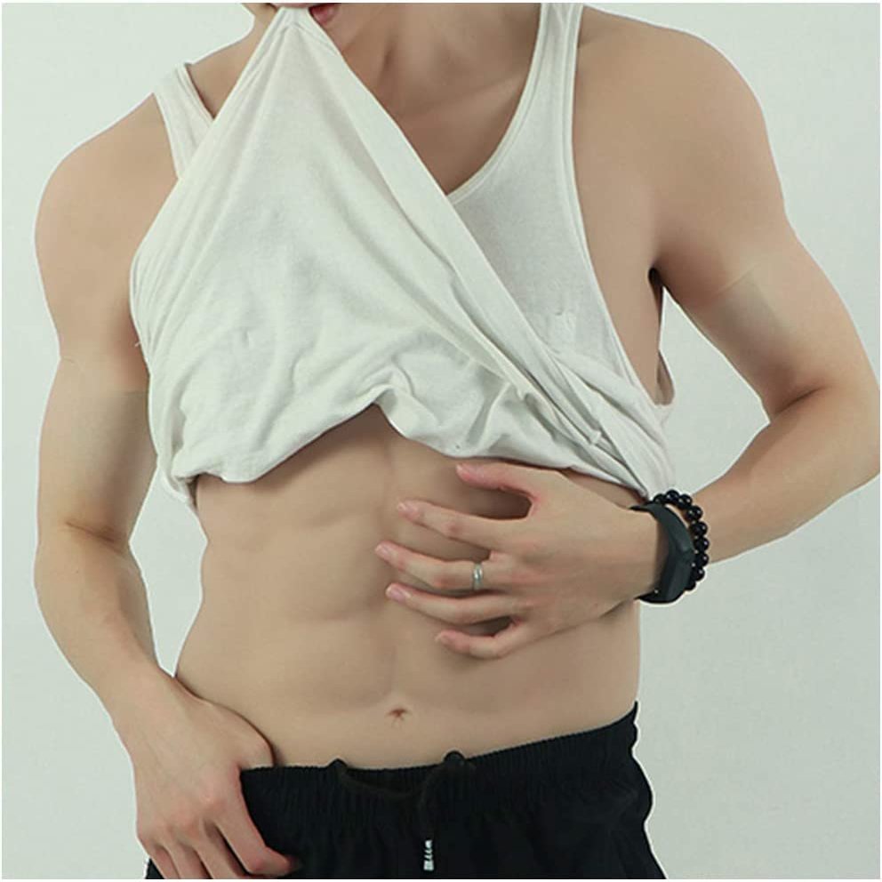XRSMOU Silicone Fake Chest Muscle Vest, Realistic Simulation Chest Muscle, Fake Muscle Suit, Fake Muscle Fake Chest, Muscle Abdomen