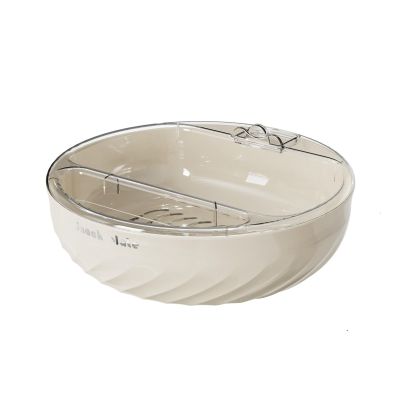 Dried Fruit Tray Living Room Household Snack Placement Tray Double-layer Drained Fruit Basin Fruit Basket Cracked Melon Seeds Firm Fruit Tray/6535(Cream Silver - Double)