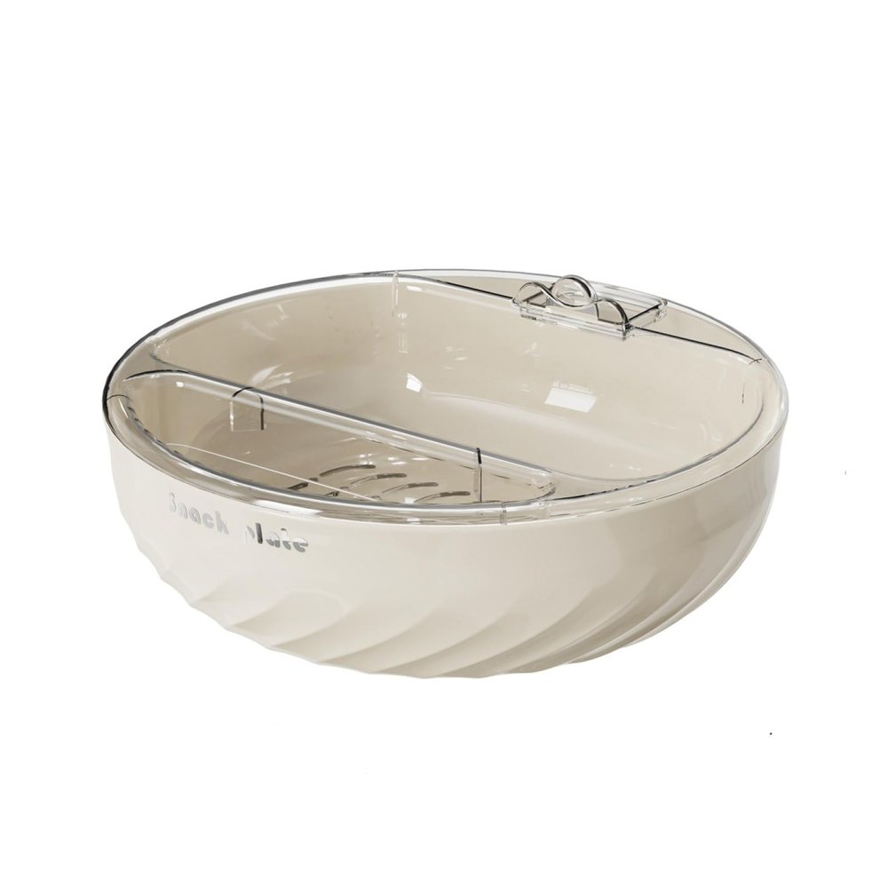 Dried Fruit Tray Living Room Household Snack Placement Tray Double-layer Drained Fruit Basin Fruit Basket Cracked Melon Seeds Firm Fruit Tray/6535(Cream Silver - Double)