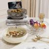 Dried Fruit Tray Living Room Household Snack Placement Tray Double-layer Drained Fruit Basin Fruit Basket Cracked Melon Seeds Firm Fruit Tray/6535(Cream Silver - Double) view 3