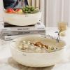 Dried Fruit Tray Living Room Household Snack Placement Tray Double-layer Drained Fruit Basin Fruit Basket Cracked Melon Seeds Firm Fruit Tray/6535(Cream Silver - Double) view 4