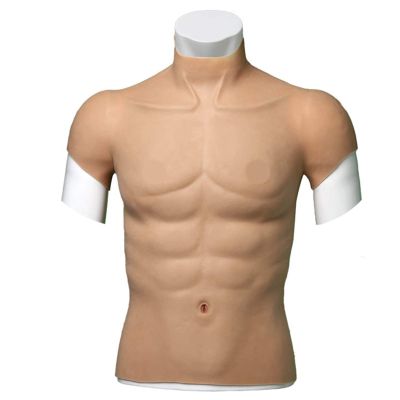 XRSMOU Silicone Muscle Suit, Artificial Fake Chest Muscle High Collar Design,for Men's Role Play Crossdressers