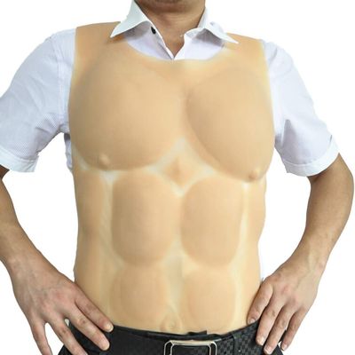 XRSMOU Silicone Fake Chest Muscle Vest, Artificial Simulated Muscle, Fake Chest Silicone,for Men's Role Play Masquerade Costumes