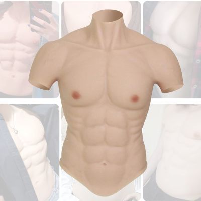 XRSMOU Silicone Muscle Suit, Realistic Half-body Male Chest Muscles, Fake Male Chest Artificial Muscles,for Role Playing