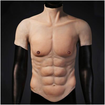 XRSMOU Silicone Fake Chest Vest, Artificial Simulation Muscle Vest,Chest Fake Chest Muscle for Masquerade Costumes