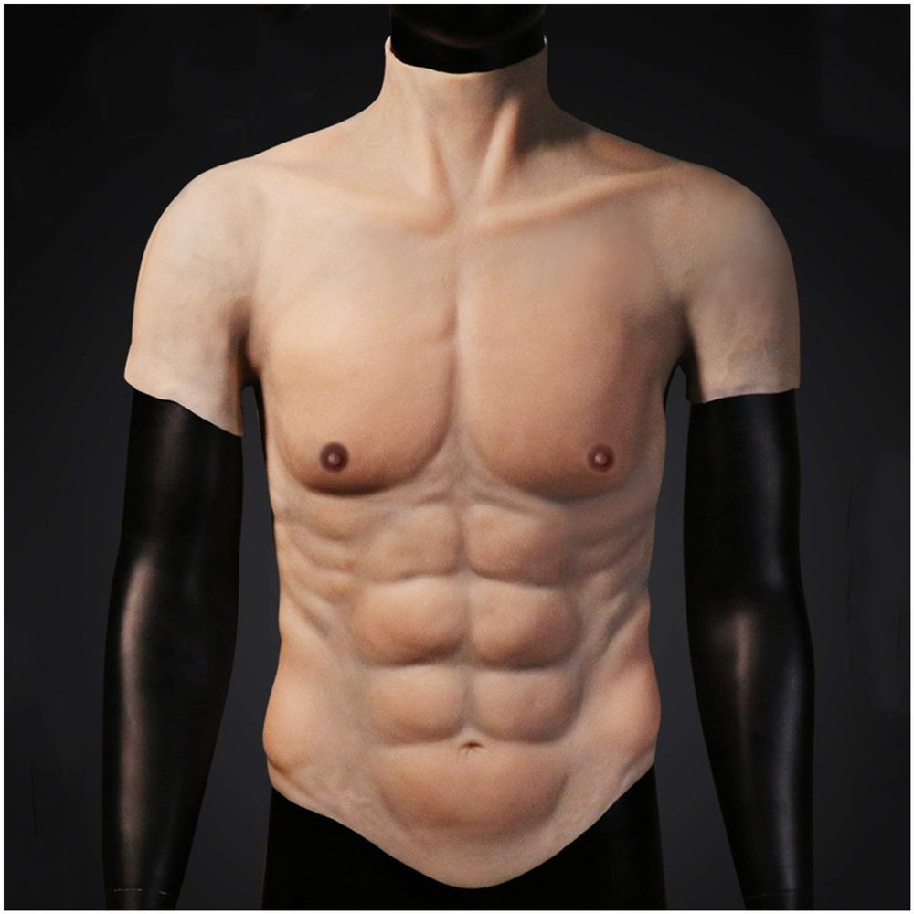 XRSMOU Silicone Fake Chest Vest, Artificial Simulation Muscle Vest,Chest Fake Chest Muscle for Masquerade Costumes