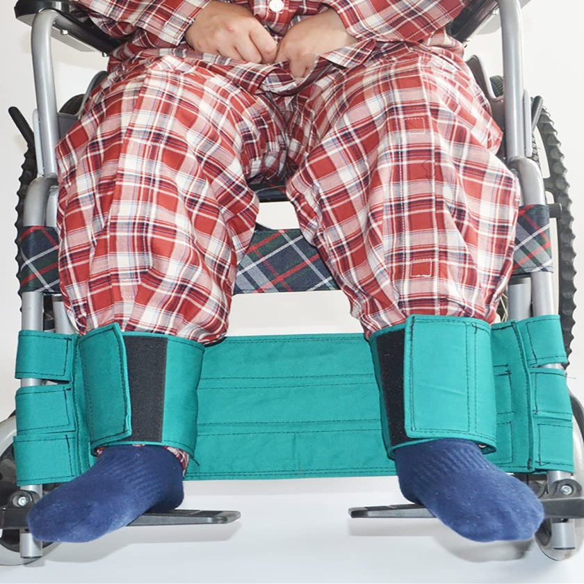 CCYENG Reusable Foot Wheelchair Safety Belt Leg Restraint Strap Cotton Adjustable Wheelchair Footrest Leg Fixing Belt Universal Size,Green