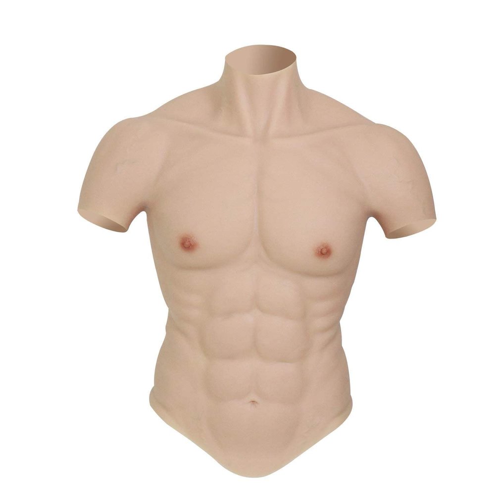 XRSMOU Silicone Muscle Suit, Male Chest Simulation Skin, Realistic Half-body Male Chest Muscles, Men's Cross-dressing, Role-playing