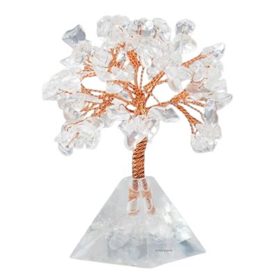 Erliway Clear Quartz Crystal Tree, 3.54-3.94" Crystal Trees of Life with Pyramid Base, Natural Gemstone Bonsai Tree for Women,Healing Crystals Money Trees for Housewarming Energy Wealth Office Decor