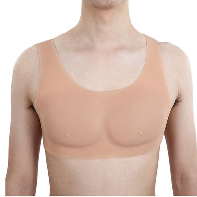 XRSMOU Silicone Fake Chest Vest, Realistic Silicone Fake Chest Muscles, Artificial Simulation Chest,for Men's Role Play Masquerade Costumes