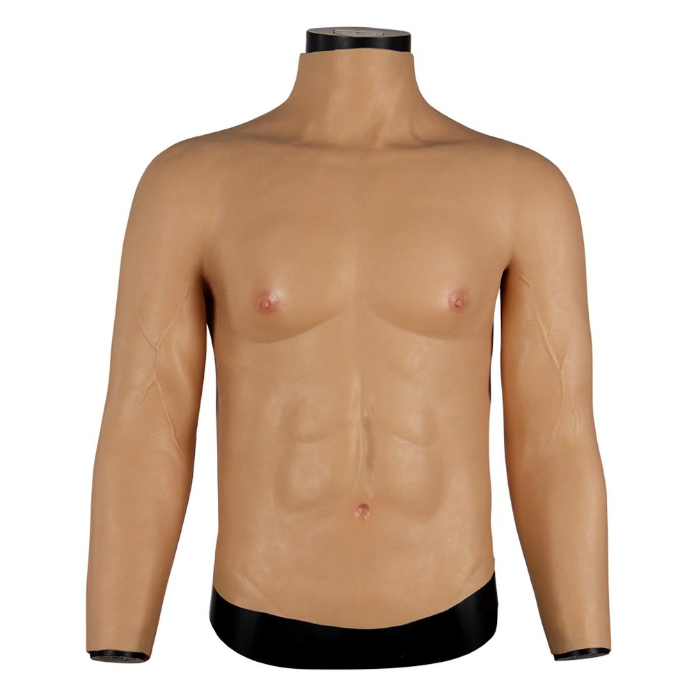 XRSMOU Silicone Chest Muscle Suit, Artificial Simulation Muscle, Realistic Fake Chest Muscle Vest,for Role-playing Masquerade Costumes