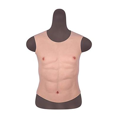 XRSMOU Fake Silicone Muscle Suit, Muscle Vest, Realistic Silicone Fake Muscle, Fake Chest Muscle Abdomen,for Men's Role Play Costumes