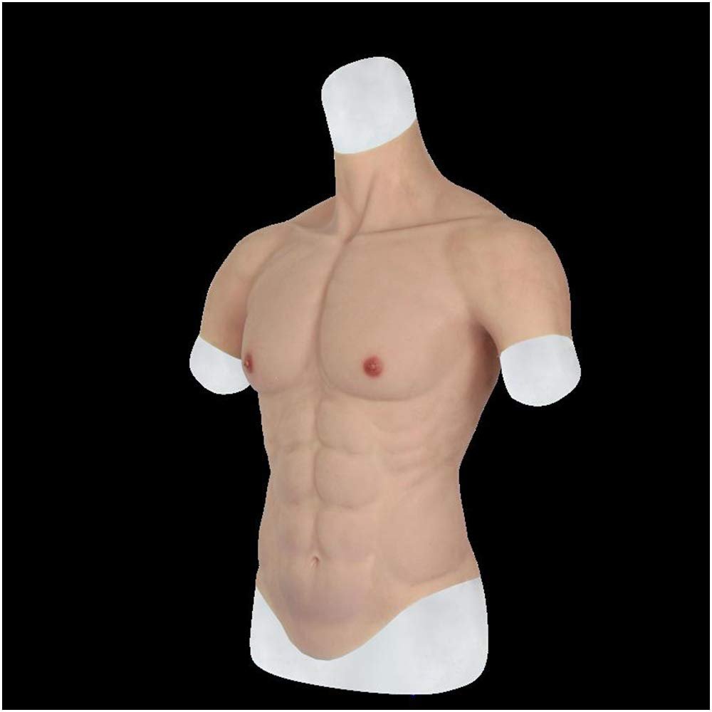 XRSMOU Silicone Fake Chest Muscle Vest, Artificial Simulation Muscle, for Men's Role-playing Masquerade Costumes