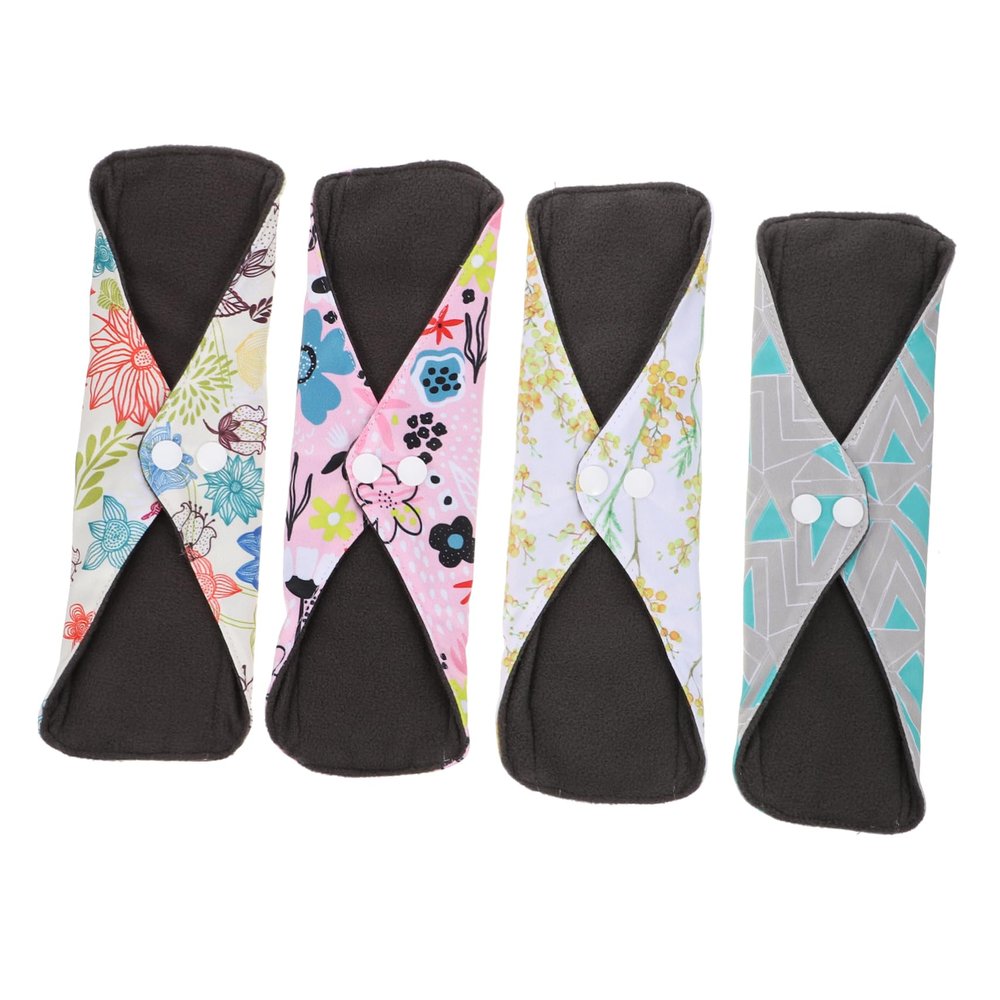 Anneome 4pcs Reusable Menstrual Pads Bamboo Sanitary Napkins for Heavy Flow Organic Washable Comfortable