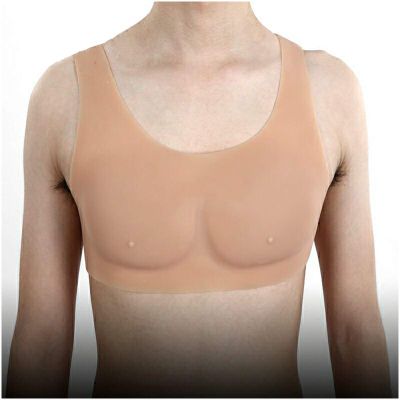 XRSMOU Fake Muscle Chest, Silicone Chest Muscle Vest,Silicone Male Chest Muscle for Men's Role-playing Masquerade Costumes